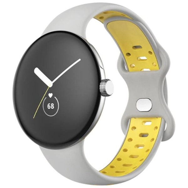 Armband - AVIZAR - Google Pixel Watch - Bicolor Silikon - Mjuk - Grå och Gul Grå