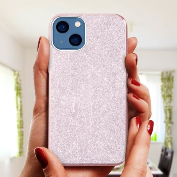 Skyddsskal - AVIZAR - iPhone 13 - Semi-rigid silikon - Glitter - Rosa Rosa