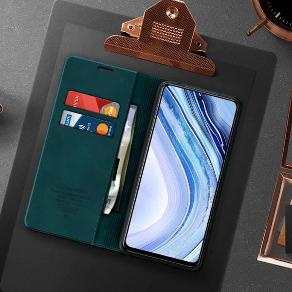 Vintage kuori - CASEME - Redmi Note 9S/9 Pro/9 Pro Max - Pehmeä - Magneettikiinnitys - Integroitu tuki Blå