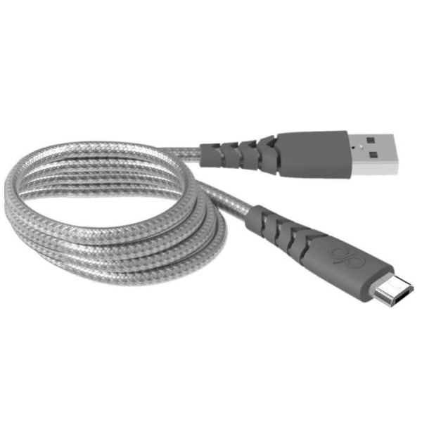 Vahvistettu Micro-USB/USB-älypuhelin/tabletin lataus-/synkronointikaapeli 2 m Force Power grå