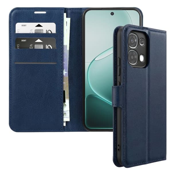 Plånboksfodral för Oppo A6 Pro med quiltad effekt och ställfunktion, Mörkblå Blå