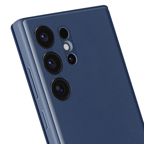 Samsung Galaxy S24 Ultra:n ikkunaetuus korttitaskulla, sininen yö Blå