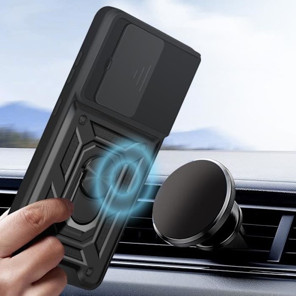 Coque - OnePlus - 13R - Magnetring - Kamerabeskyttelse - Stødabsorberende Sort Svart
