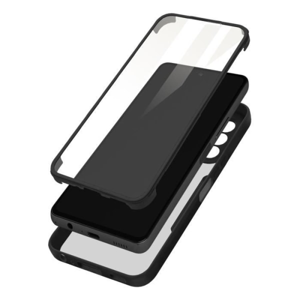 Fodral för Samsung A23 5G Stötsäkert plexiglas på baksidan och Front Polymer Outline svart