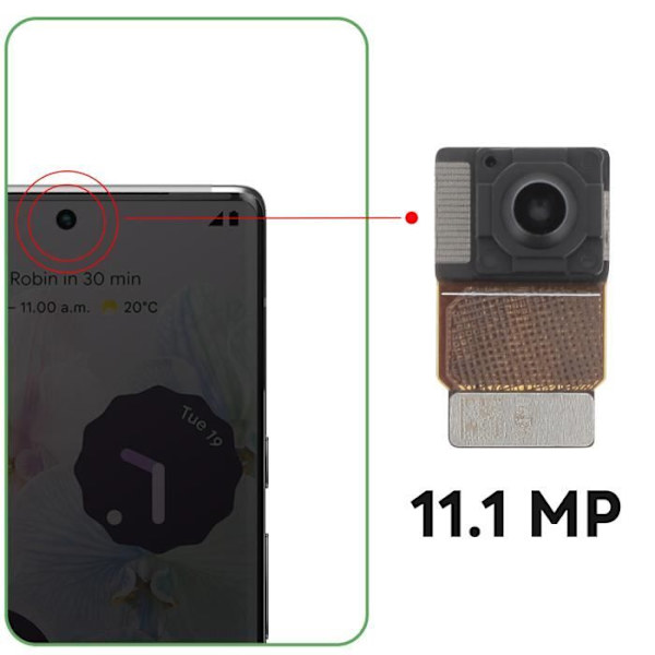 Främre kamera - AVIZAR - Google Pixel 6 Pro - 11,1 MP Selfie Sensor - Svart Svart