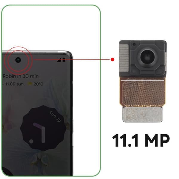 Frontkamera - AVIZAR - Google Pixel 6 Pro - 11.1MP Selfie Sensor - Sort Svart