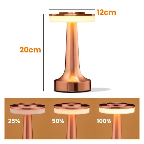 Kontorlampe - MAX EXCELL - MaxExcell - LED Tactile - Rose Guld - Genopladelig USB-C Rosa