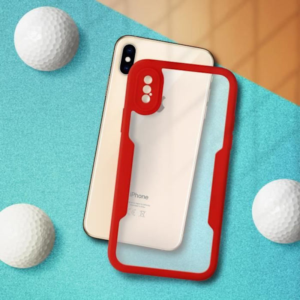 iPhone XS Max kuori - VAROITUS - Kaksi Plexiglasia - Iskunkestävä - Matta Punainen - Täydellinen Matt röd