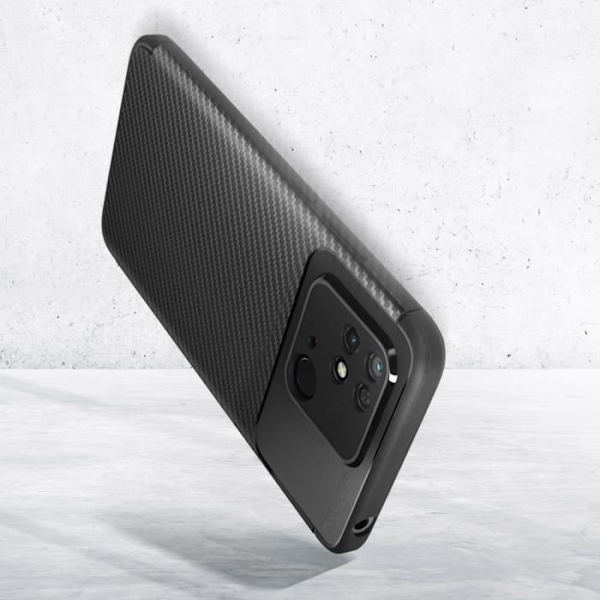 AVIZAR Skyddsfodral för Xiaomi Redmi 10C - Hård - Kolfibereffekt - Stötsäker och anti-skrapa Svart