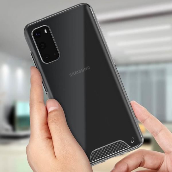 Etui - AVIZAR - Galaxy S11e - Bi-materiale beskyttelse - Silikone bumper - Gennemsigtig krystal Transparent, vit