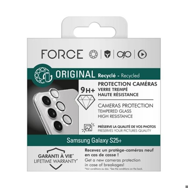Linskydd - Force Glass - Samsung Galaxy S25 Plus - Ultra tålig - Anti-repor - 9H+ Vit