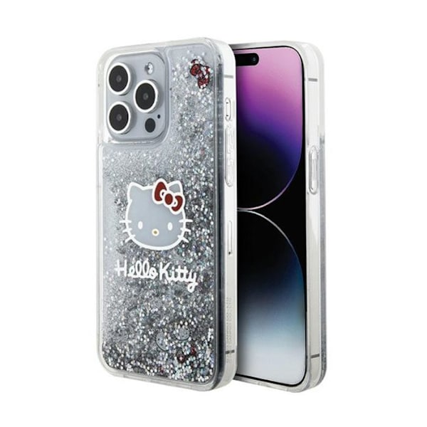 Puhelinkuori - Hello Kitty - iPhone 15 Pro Max - Hopea - Nestemäinen glitter - Jäykkä Pengar