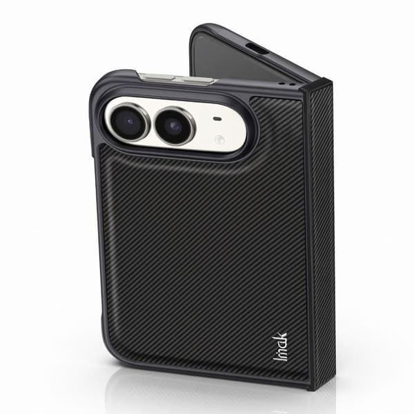 iPhone Duo Stødabsorberende Cover Ruiyi Læder Effekt Carbon Mønster iMak Sort Svart