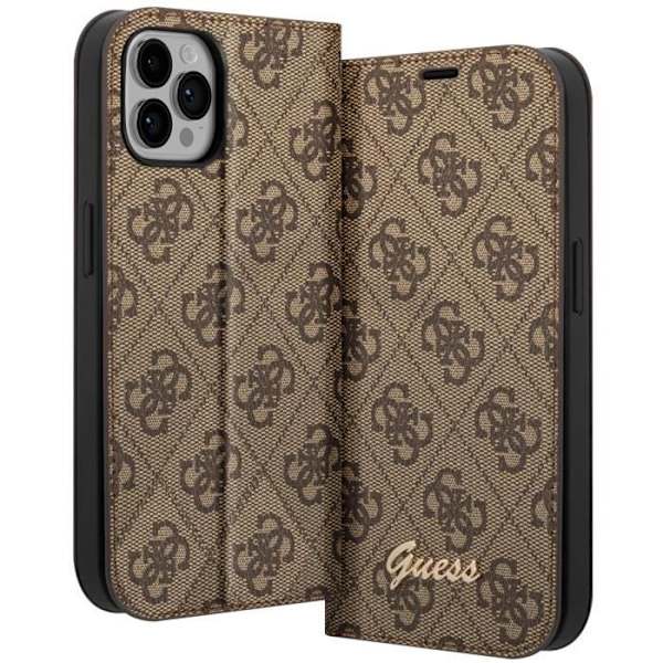 Luksus cover til iPhone 14 Pro Max Elegant design kortholder 4G Guess Pattern Brown kastanj