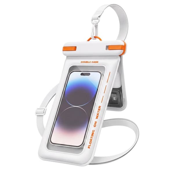 Vandtæt IPX8 Flydende Pouch til Smartphones op til 7.5 Tommer Hvid Vit