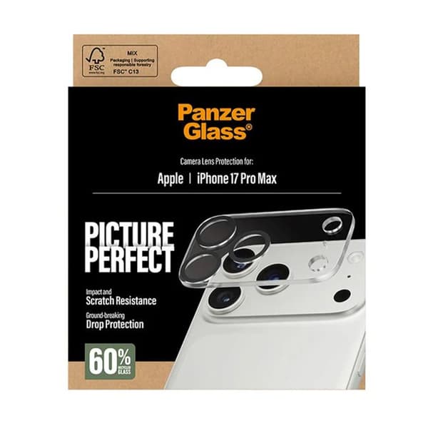 Glasbeskyttelse til kameraobjektiv for iPhone 17 Pro Max PicturePerfect Panzer Glass Transparent
