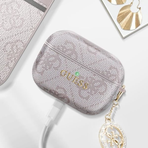 Coque för AirPods Pro med Elegant Charm Design Guess Powderrosa Rosa