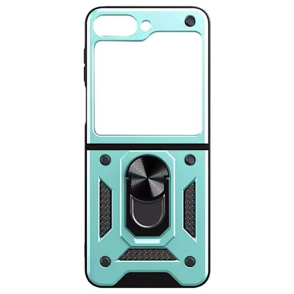 Taske til Samsung Z Flip 5 Hybrid Slim Metal Ring Stander Bleg Grøn Ljusgrön