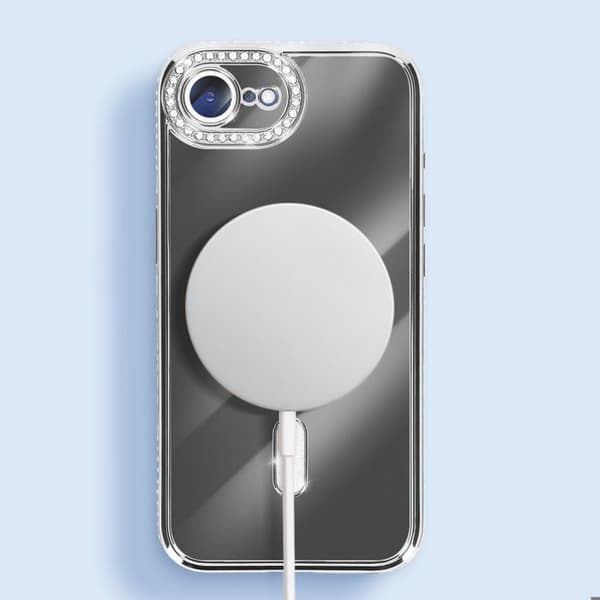 Magsafe-fodral - AVIZAR - iPhone 16e - Silver - Strass - Stötskydd Grå