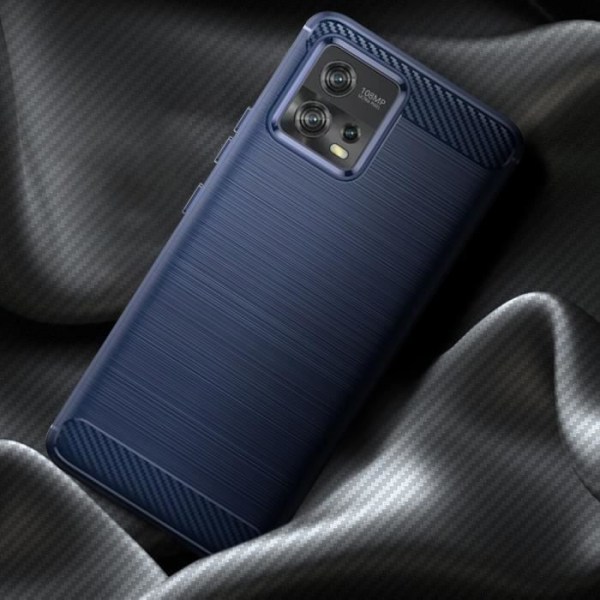 Fodral till Motorola Moto G72 Förstärkt mjuk borstad koleffekt midnattsblå
