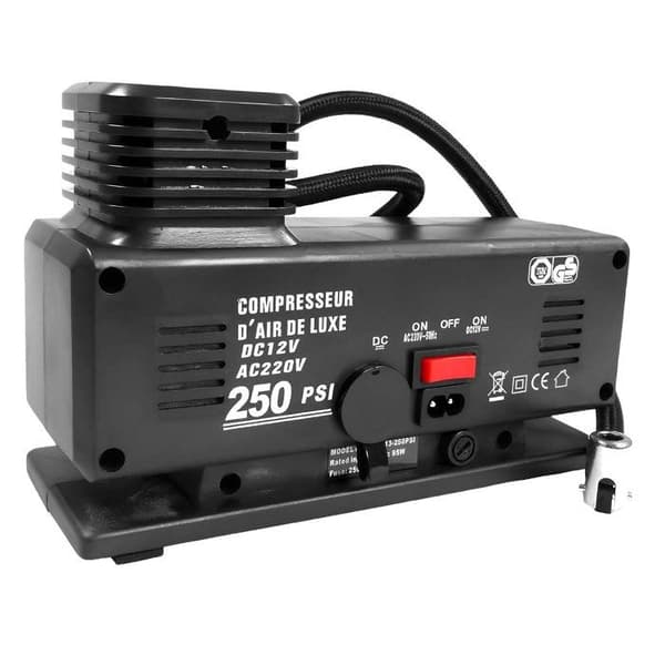 Bärbar luftkompressor - AVIZAR - 120W - 250 PSI - 220–240V/12V - Svart