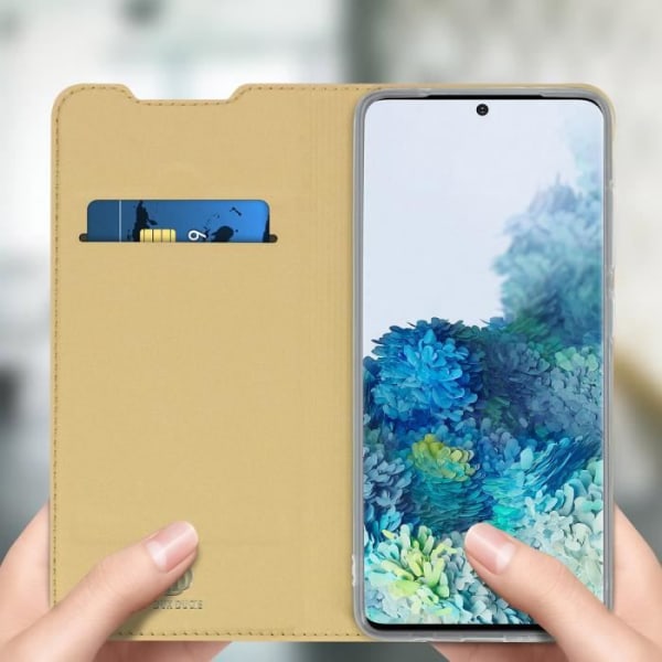 Etui för Samsung Galaxy S20 Plus - DUX DUCIS - Eco-läder Satin - Videostöd - Magnetisk - Kortfack Guld