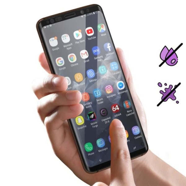 Karkaistu lasi Samsung S9 Plus 9H+ Kovuus Elinikäinen Takuu Force Glass Musta Svart