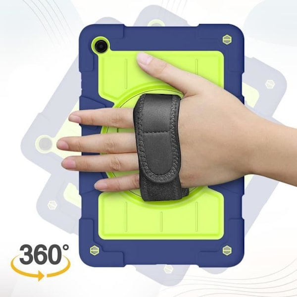 Fodral till Galaxy Tab A9 Plus - AVIZAR - Stötsäkert Kickstand Roterande Handtag - Midnattsblå Blå