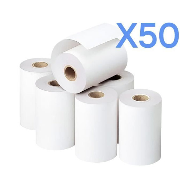 Set med 50 rullar för TPE-bankkort - 57x40x12mm - Längd: 18 m Vit