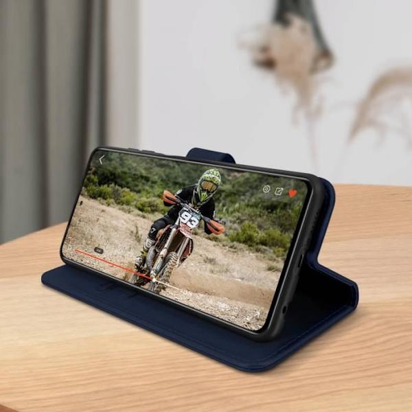 Fodral - AVIZAR - Galaxy A42 5G - Heltäckande korthållare - Stativfunktion - Nattblå midnattsblå