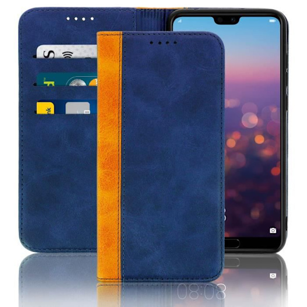 Housse - AVIZAR - Huawei P20 Pro - Ekoskinn - Magnetisk - Stöd - Mörkblå Midnattsblå