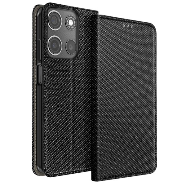 Etui för Motorola Moto G15 och Moto G15 Power Klädd Kortfack Svart Svart