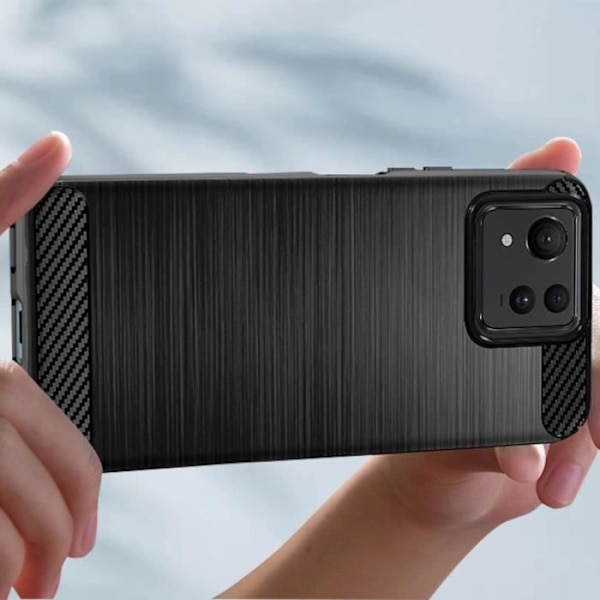 Fodral till Asus Zenfone 11 Ultra - AVIZAR - Carbon and Brushed Black Effect - Halvstyvt fodral Svart