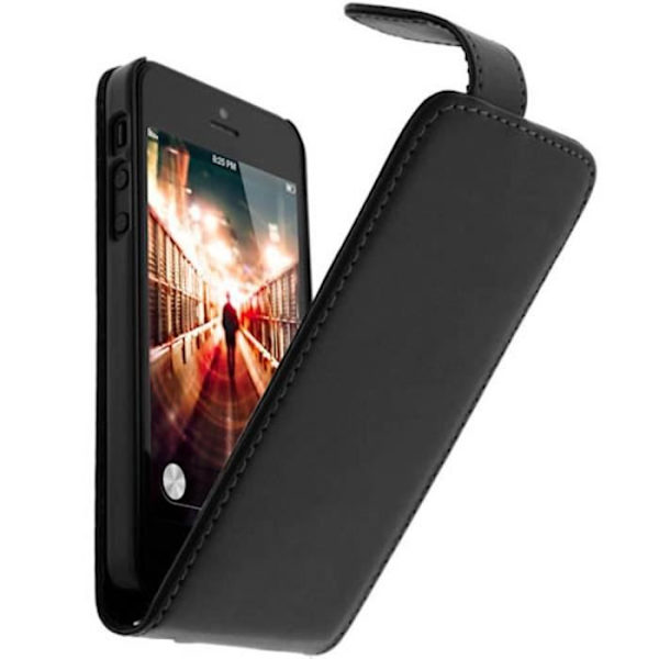 Pystytasku - Apple - iPhone SE, 5, 5s - Keinonahkaa - Musta - Magneettisulku Svart