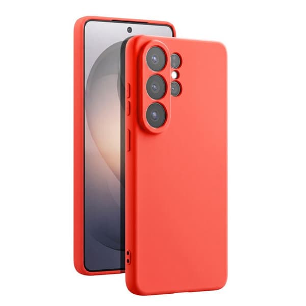 Silicone Soft-Touch Cover til Galaxy S26 Ultra med Orange Mikrofiberforing Apelsin