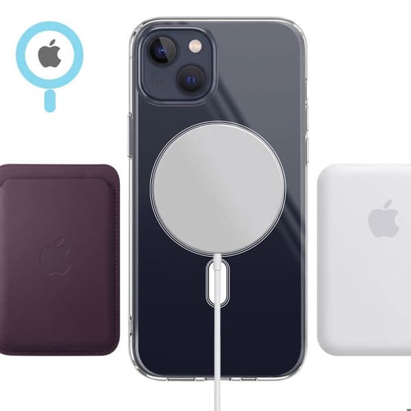 MagSafe-cover til iPhone 14 Plus Essential Design med Forstærkede Hjørner Zanaé Transparent Vit