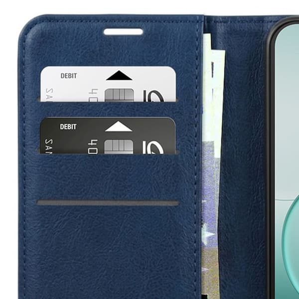 Pungetui til Oppo A6 Pro med quiltet effekt og støttefunktion i natblå Blå