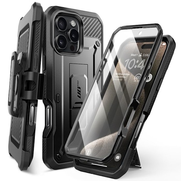 Skyddsfodral - Supcase - iPhone 16 Pro Max - Svart - Halvstyv - Elegant Svart