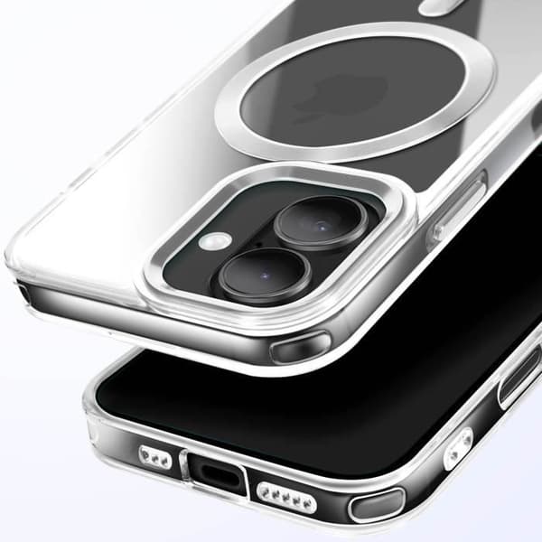 MagSafe-skal för iPhone 16 Plus Bakre Glas Färg Silver Grå