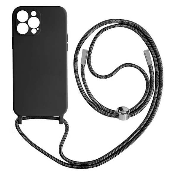 Apple iPhone 13 Pro Halvstivt lanyard-etui med halsrem 80 cm sort Svart