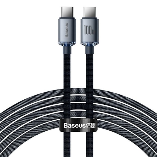 Data kabel Type-C til Type-C 100W, 2m - Baseus Crystal Shine (CAJY000701) - Sort