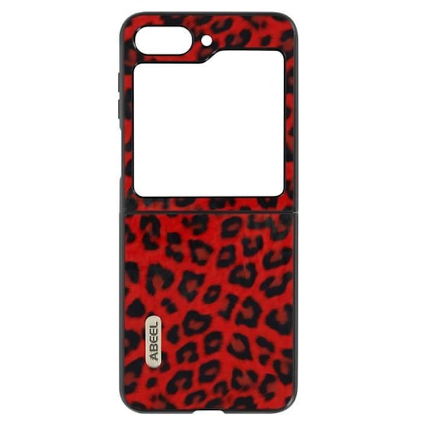 Etui til Samsung Galaxy Z Flip 5 Ægte læder, rødt leopardmønster Abeel Röd