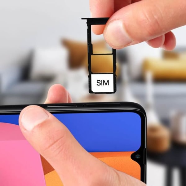 Kortfack för Samsung Galaxy A20s 2x Nano SIM och Micro SD Ersättning Svart