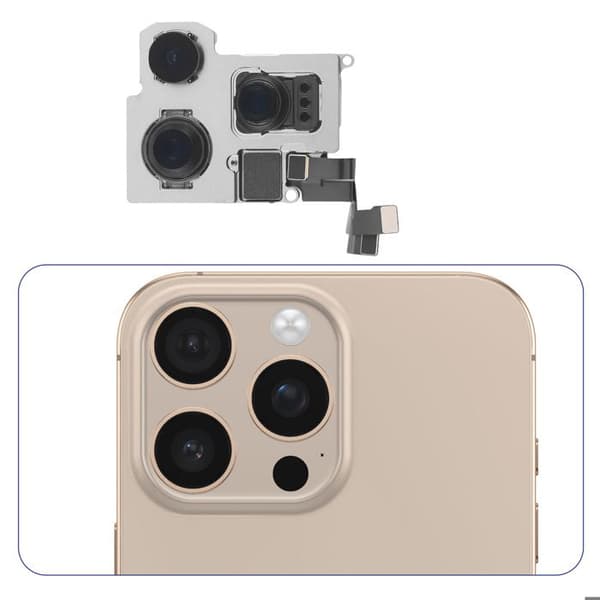 Bagkamera - Apple iPhone 16 Pro Max - Sort - Erstatning - Defekt Hovedsensor Svart
