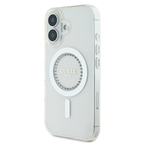 Skyddshölje för iPhone 16 Strass Ring MagSafe Guess Vit Vit