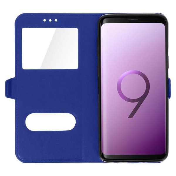 Cover - Samsung - Galaxy S9 - Eco-leather - Soft - 2x Windows Blå