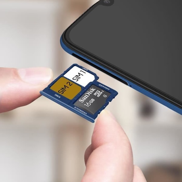 Vaihto-SIM-korttikelkka - Samsung Galaxy A40 - Sininen - 2 nano-SIM-paikkaa ja 1 micro-SD-paikka Blå