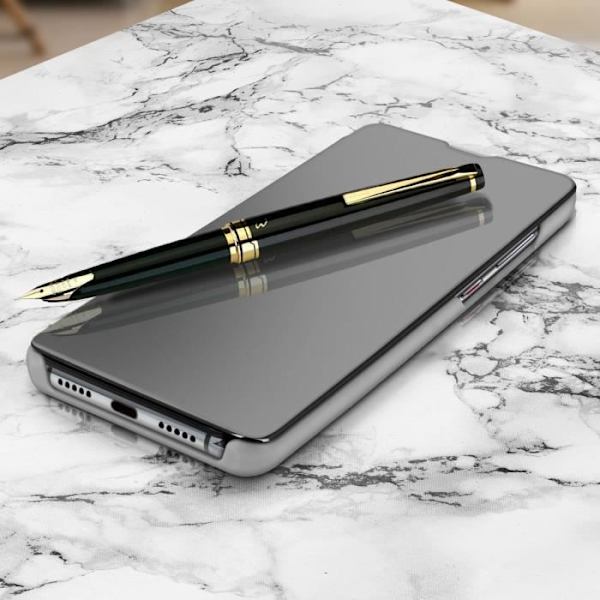 Huawei P30 Pro Spegelfodral Genomskinligt Flip Videoställ Silvergrå Silvergrå