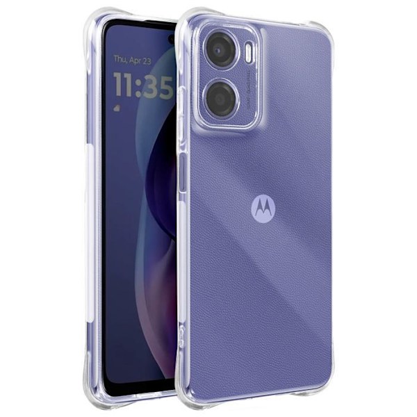 Kovaa kuori Motorola Moto G05:lle ja Moto E15:lle Iskunkestävä Vahvistetut kulmat Läpinäkyvä Vit
