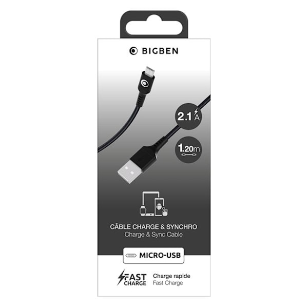 USB-A til micro-USB ladnings- og dataområde 10.5W 2.1A 1.2m BigBen Connected Sort